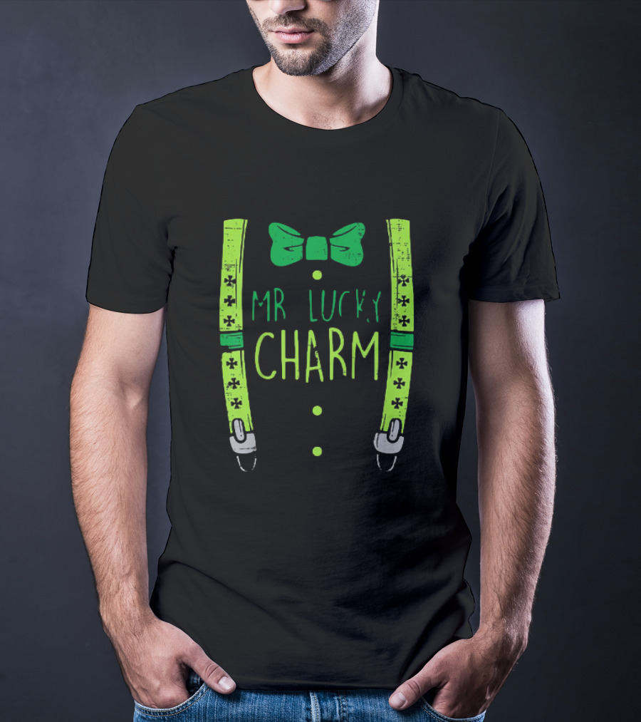 Mr Lucky Charm Suspenders St Patricks Day Boys T-Shirt