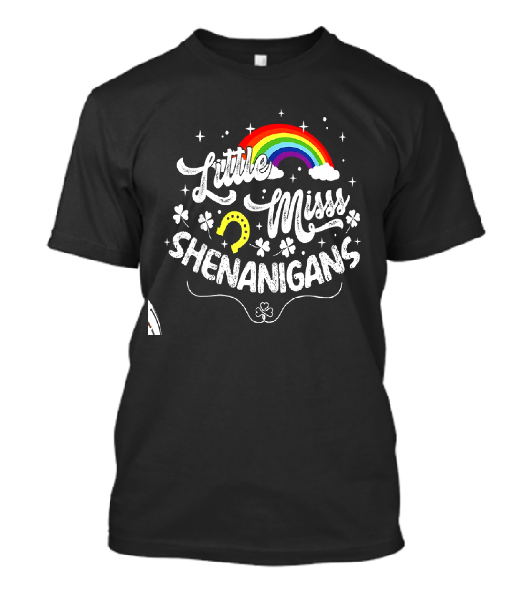 Little Miss Shenanigans Rainbow Clover Horseshoe Kids Girls Women T-Shirt
