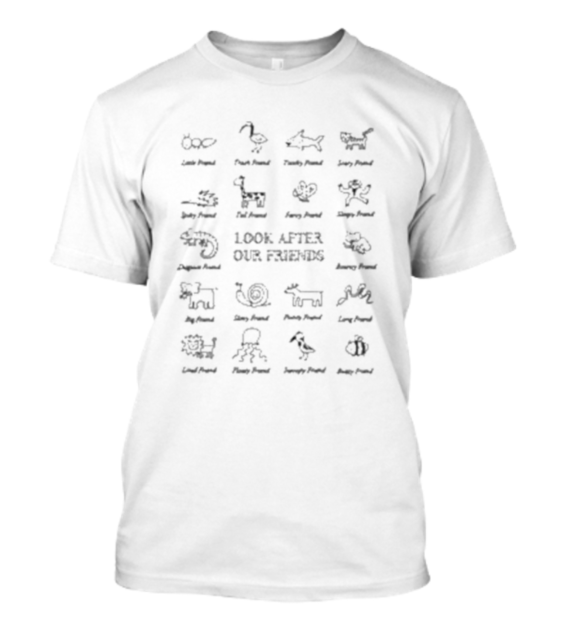 Look After Our Friends Little Pork Funky Scary Spiky Fat Furry Slippery Dangerous Big Slimy Prickly Long Colorful Fancy Scaly Brown Friends T-Shirt