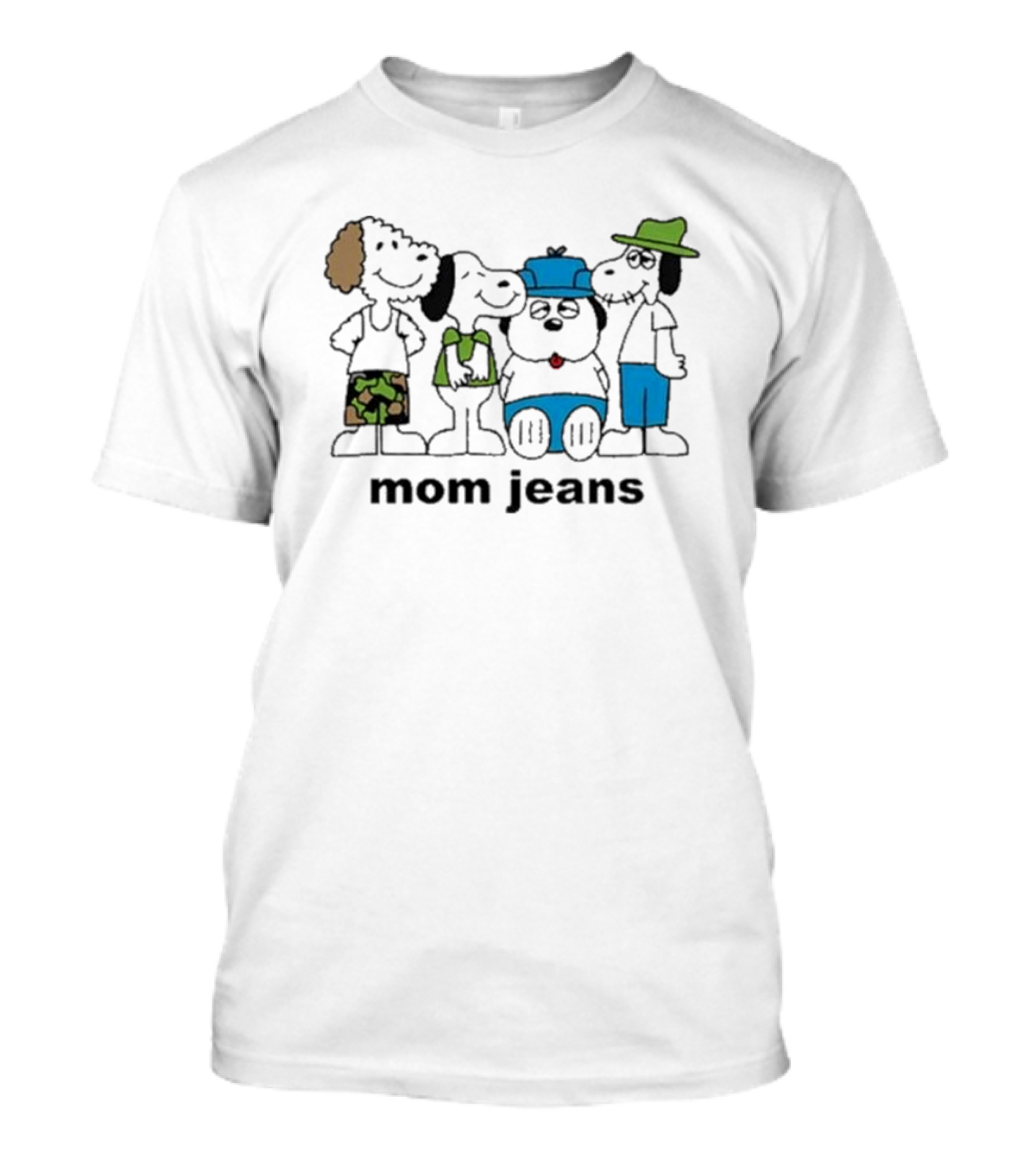 Mom Jeans Band Cartoon Characters In Colorful Outfits T-Shirt