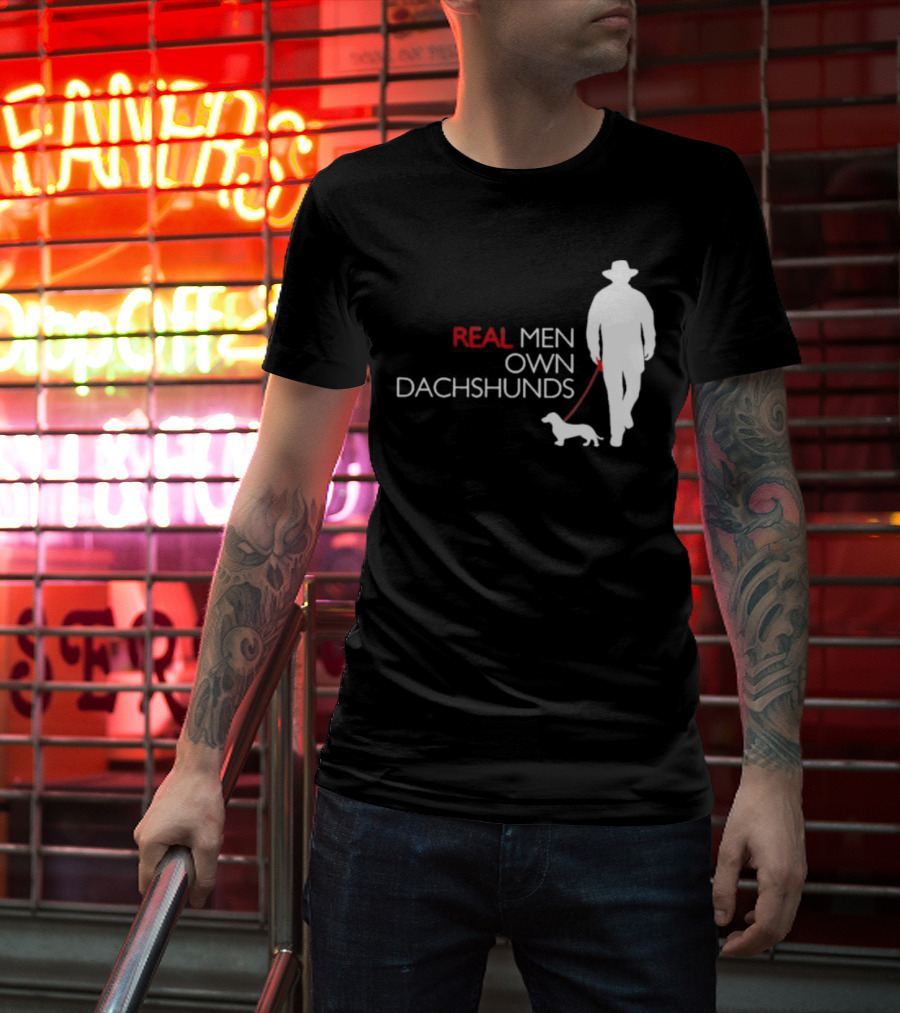 REAL MEN OWN DACHSHUNDS Walking T-Shirt