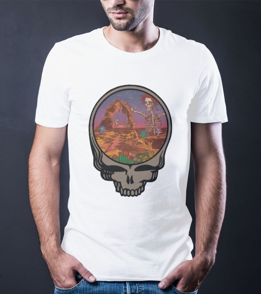 Grateful Dead Skull And Skeleton In Moab Desert Scene T-Shirt