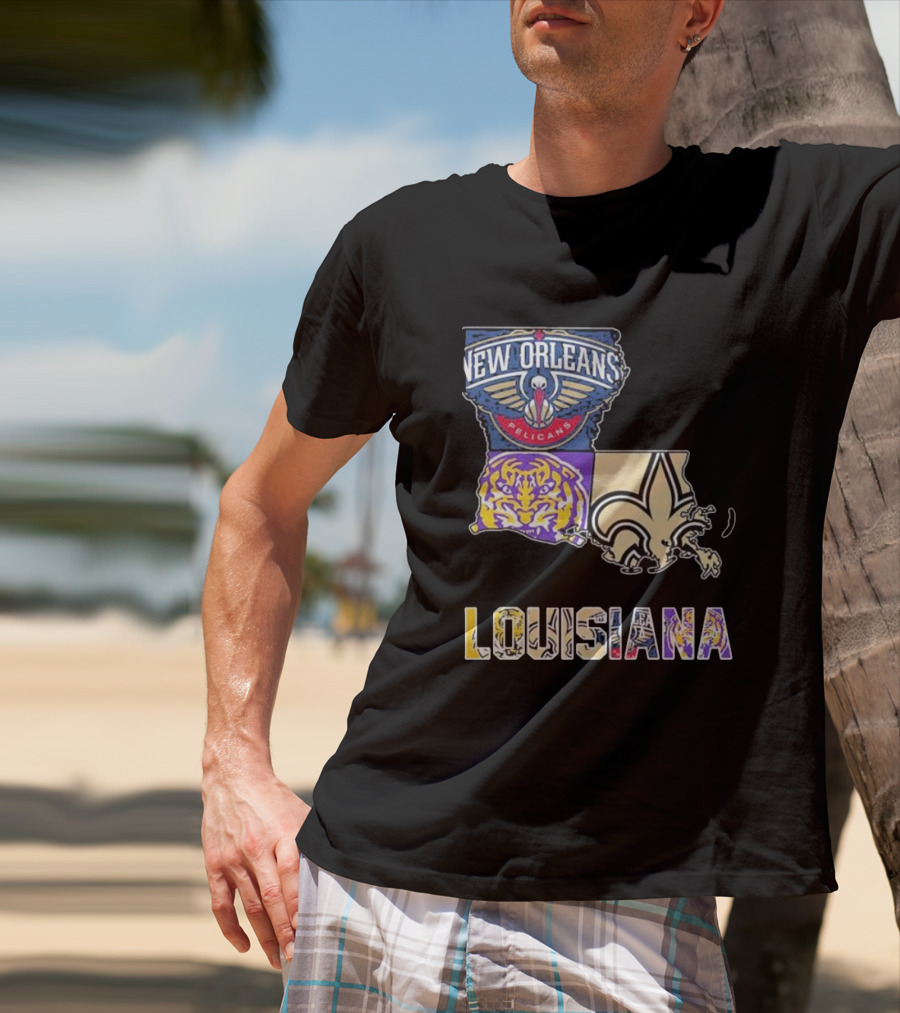 New Orleans Pelicans LSU Tigers New Orleans Saints Louisiana Pride T-Shirt