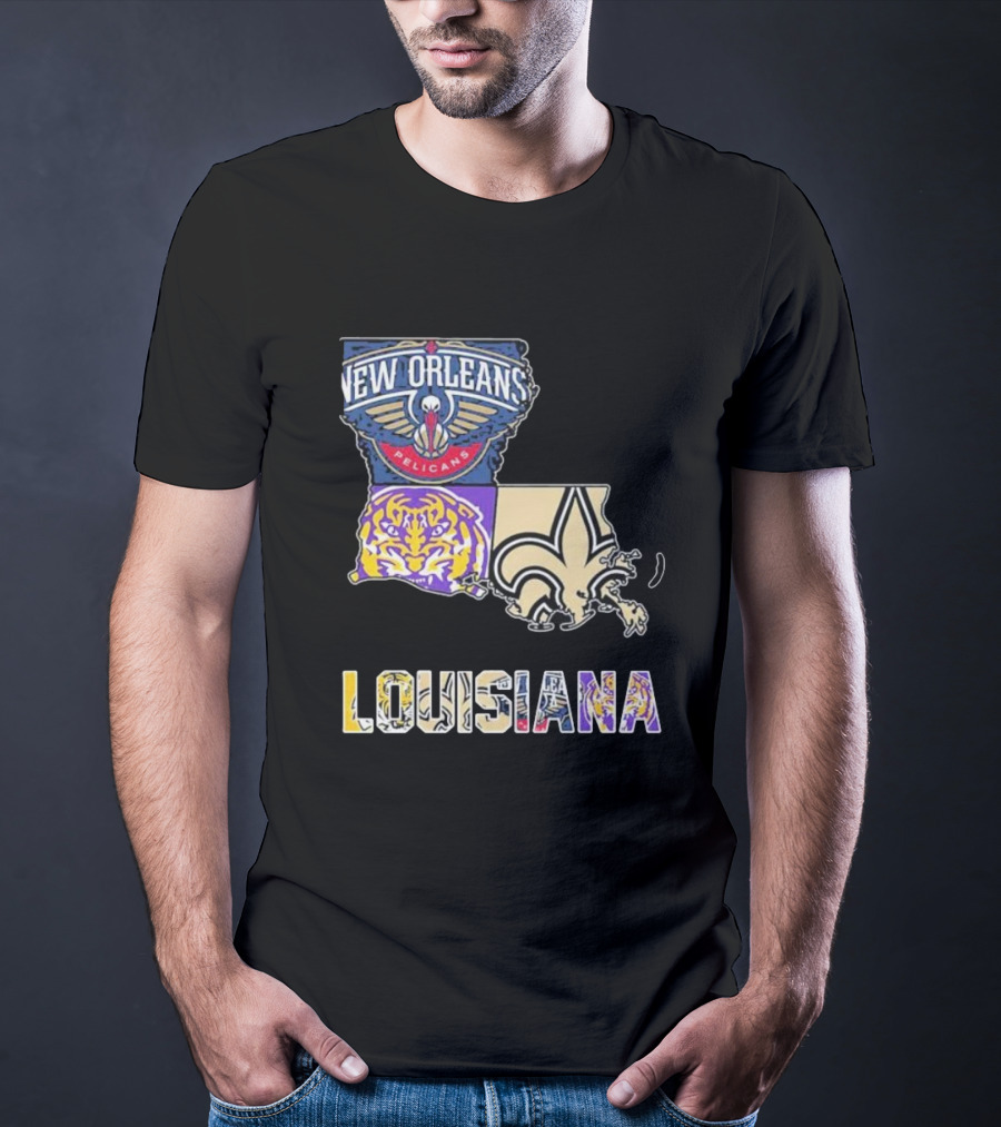 New Orleans Pelicans LSU Tigers New Orleans Saints Louisiana Pride T-Shirt