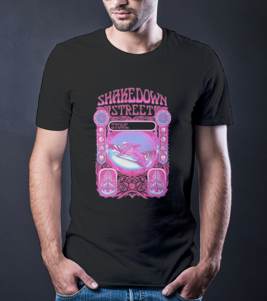Shakedown Street Stowe Vermont Psychedelic Snowboarder Retro T-Shirt