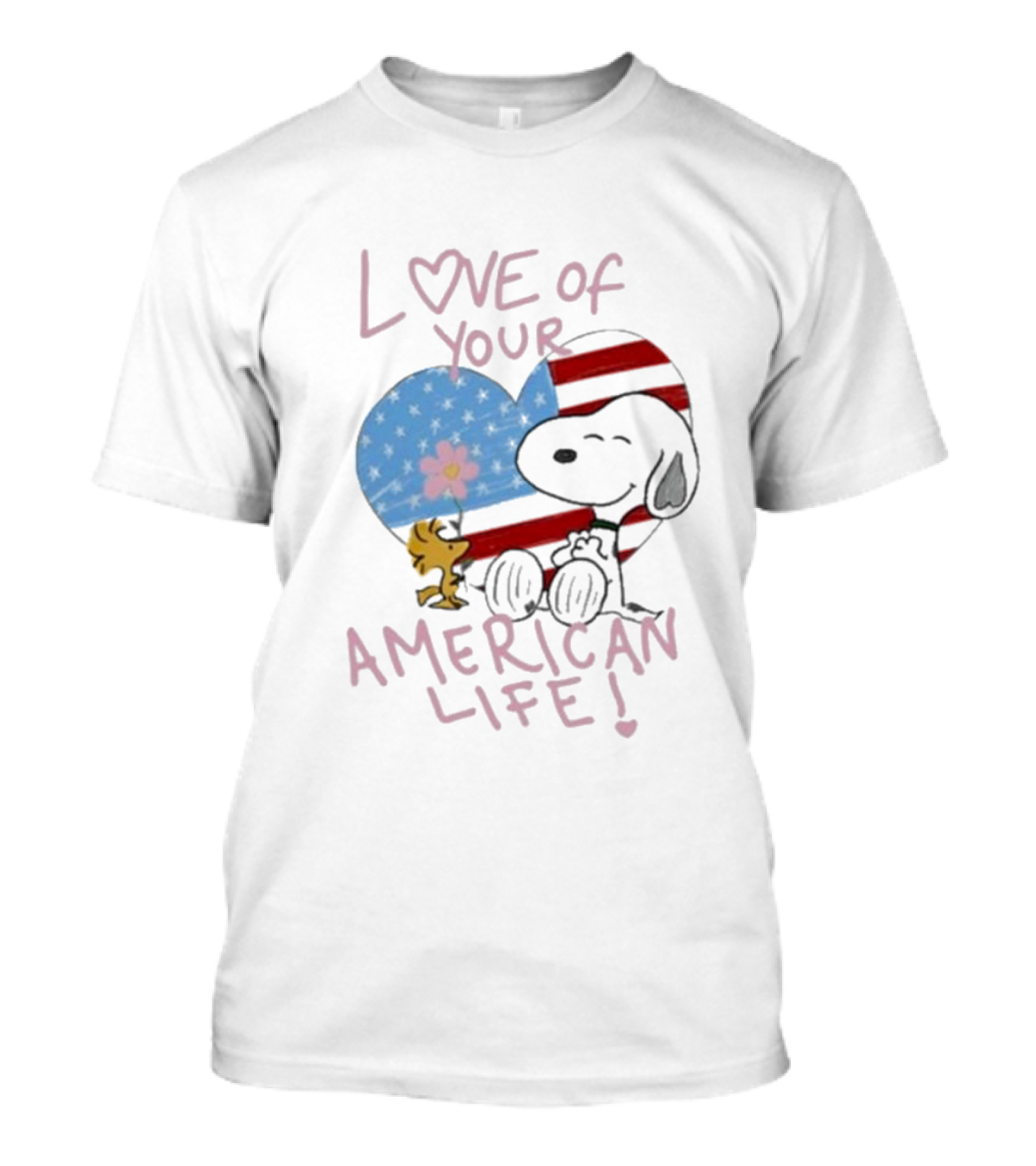 Love Of Your American Life Snoopy Woodstock Heart T-Shirt