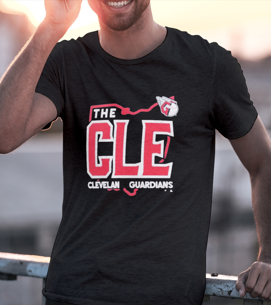 Cleveland Guardians The CLE 216 Map Logo Winged Baseball Emblem T-Shirt