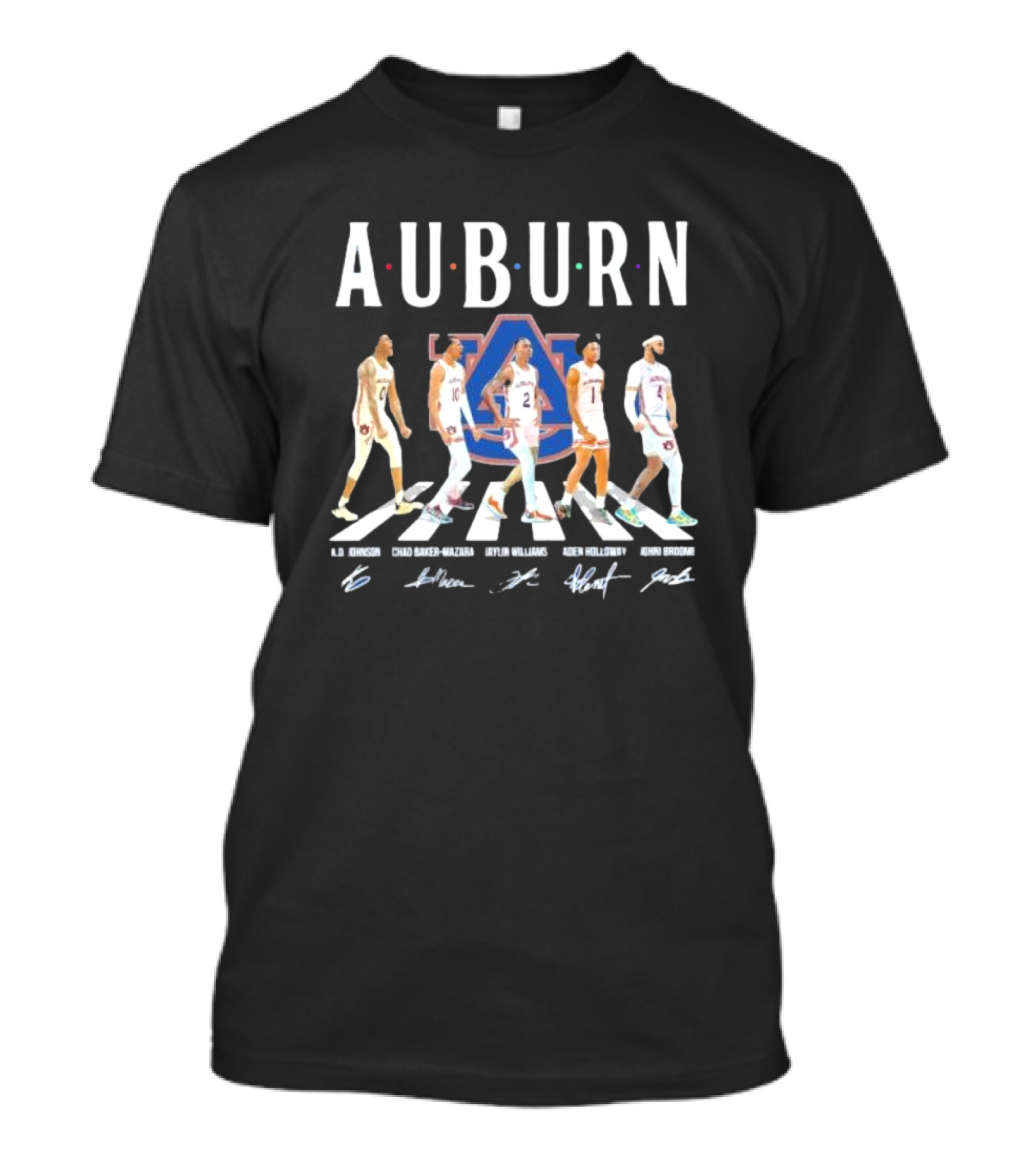 Auburn Tigers Basketball Abbey Road K.d Johnson Chad Baker-Mazara Jaylin Williams Aden Holloway Johni Broome Signatures T-Shirt