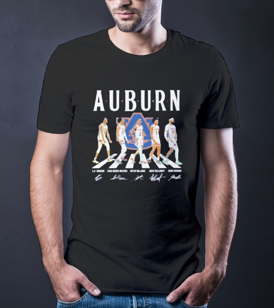 Auburn Tigers Basketball Abbey Road K.d Johnson Chad Baker-Mazara Jaylin Williams Aden Holloway Johni Broome Signatures T-Shirt