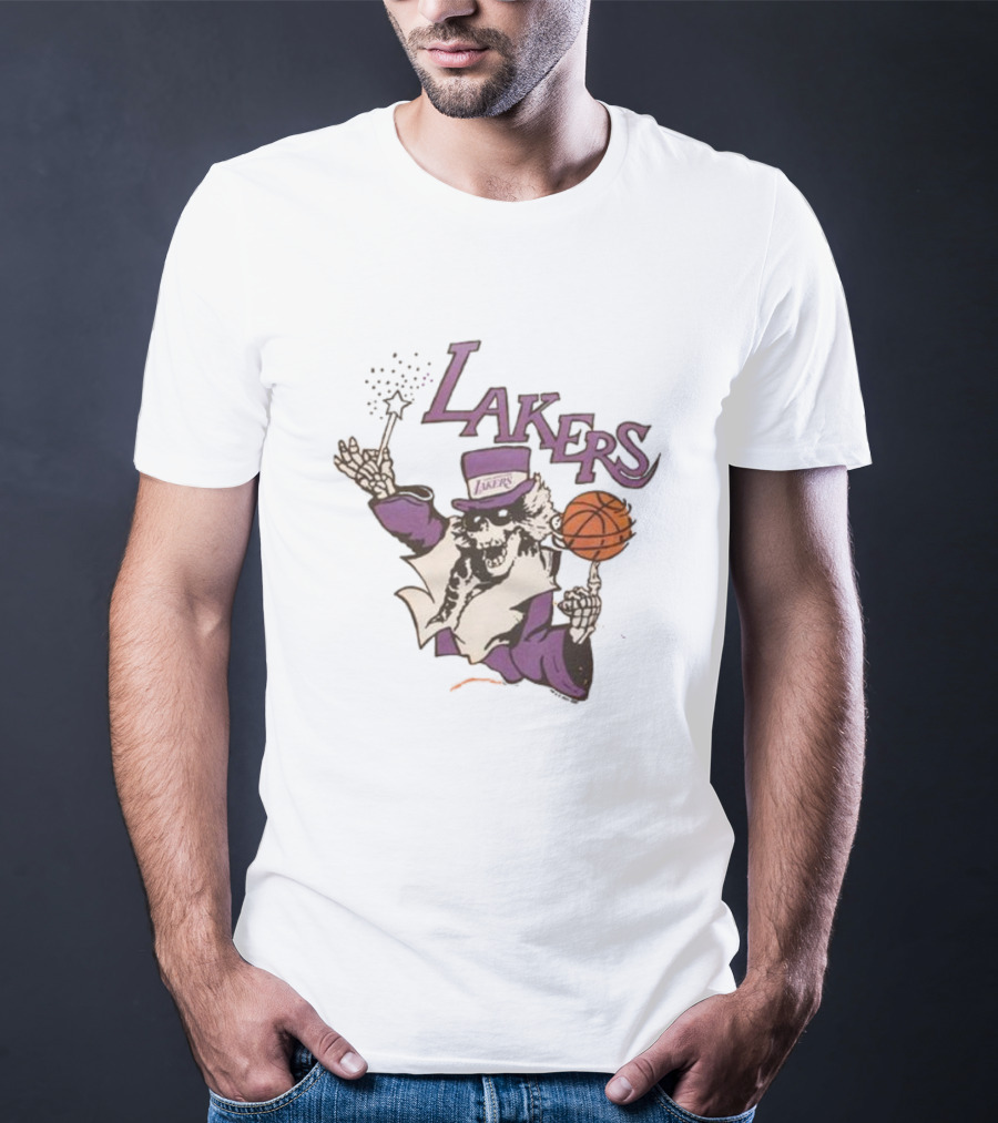 NBA Grateful Dead Lakers Skeleton Basketball T-Shirt