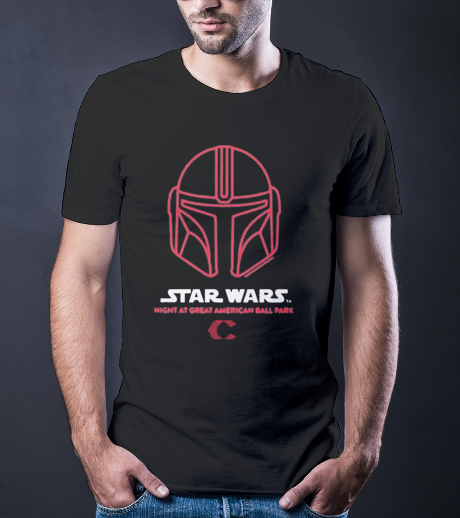 Star Wars Night At Great American Ball Park Mandalorian Helmet Reds T-Shirt