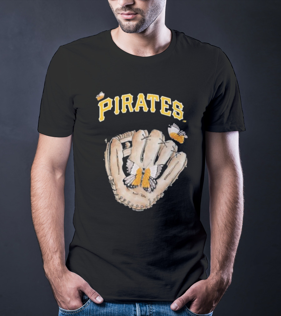 Pittsburgh Pirates Toddler Butterfly Baseball Glove Tiny Turnip T-Shirt