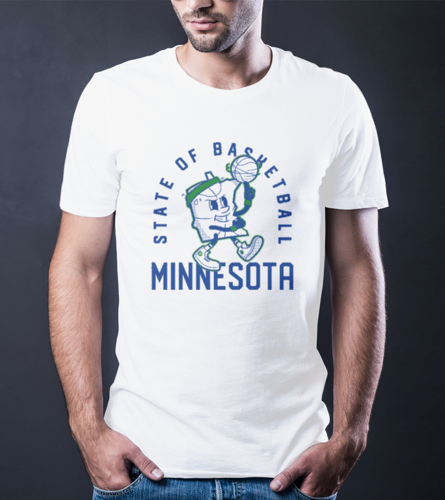 Minnesota State Of Basketball Retro Cartoon T-Shirt