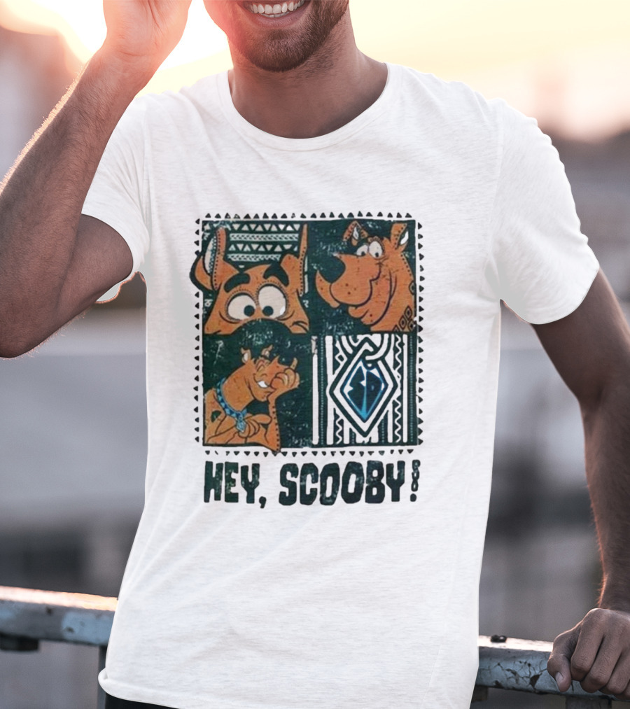 Scooby Doo Hey Scooby With Geometric Patterns And Scooby-Doo Facials T-Shirt