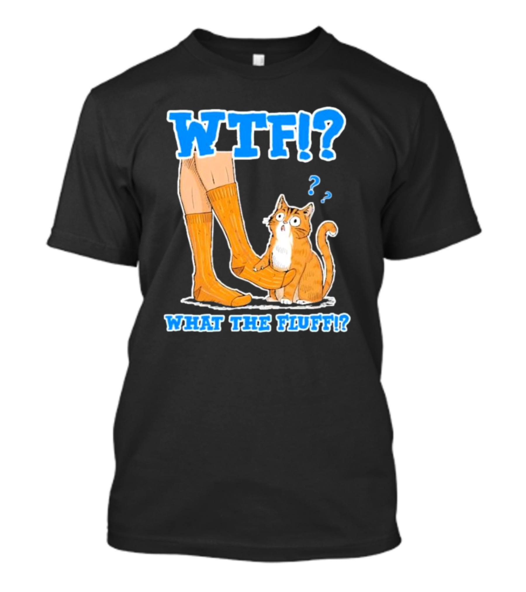 WTF What The Fluff Funny Cat Meme Confused Cat With Socks T-Shirt