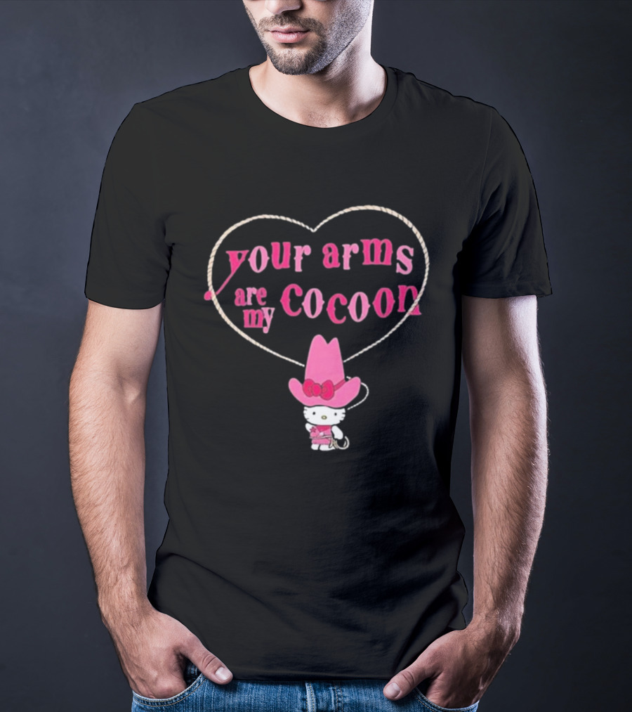 Your Arms Are My Cocoon Hello Kitty Cowboy Hat Rope Heart T-Shirt