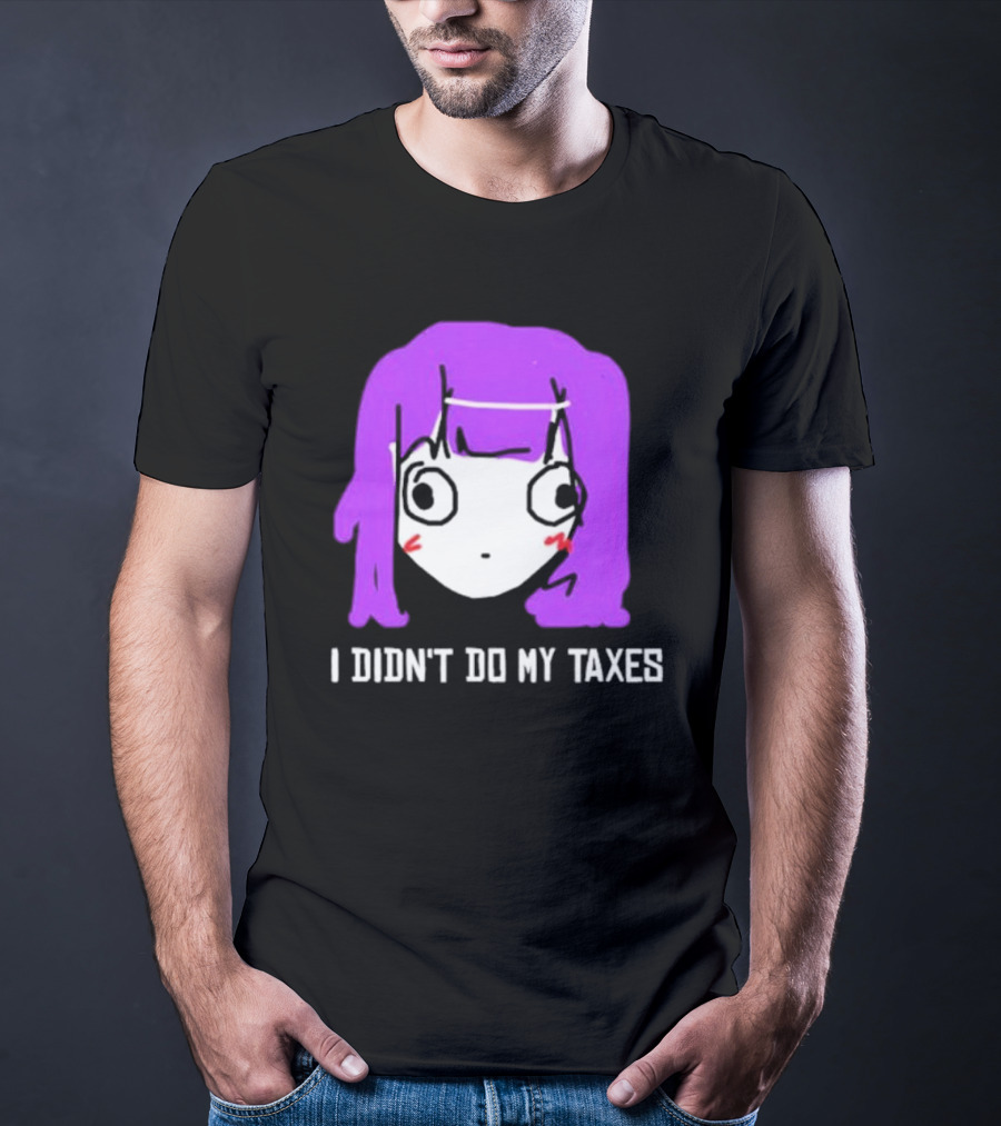 Jusagi Chan I Didn’t Do My Taxes Anime Style Purple Hair Sketch T-Shirt