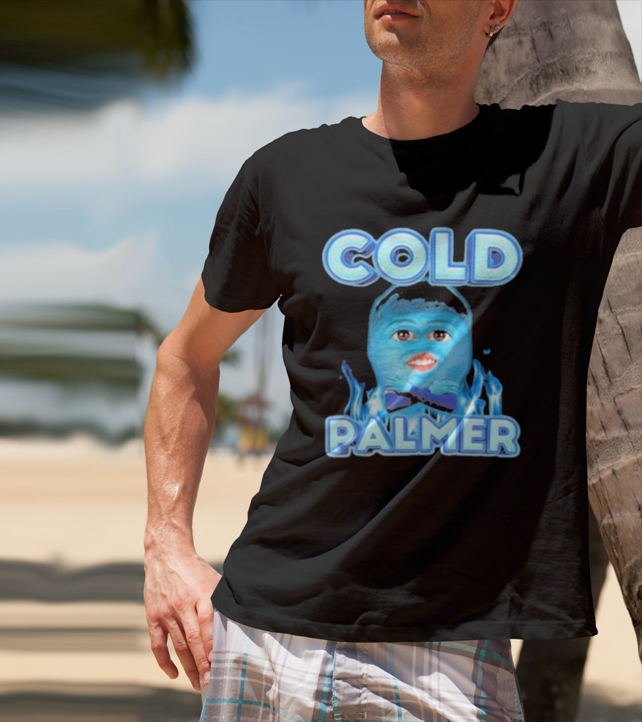 Cold Palmer Frozen Face With Blue Flames T-Shirt