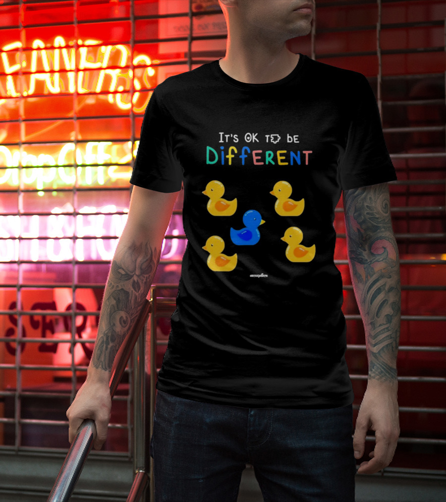 It's OK To Be Different Cute Yellow And Blue Ducklings T-Shirt