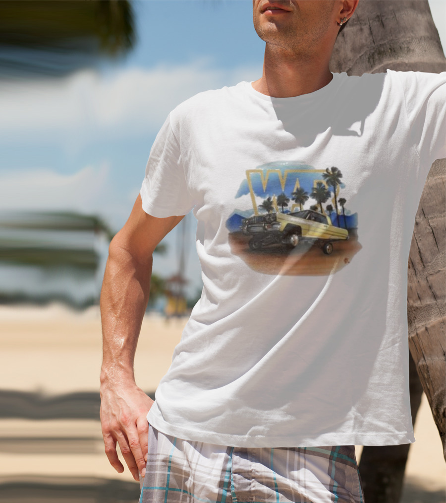 War Low Rider Airbrush Palm Trees Classic Car Lifted T-Shirt