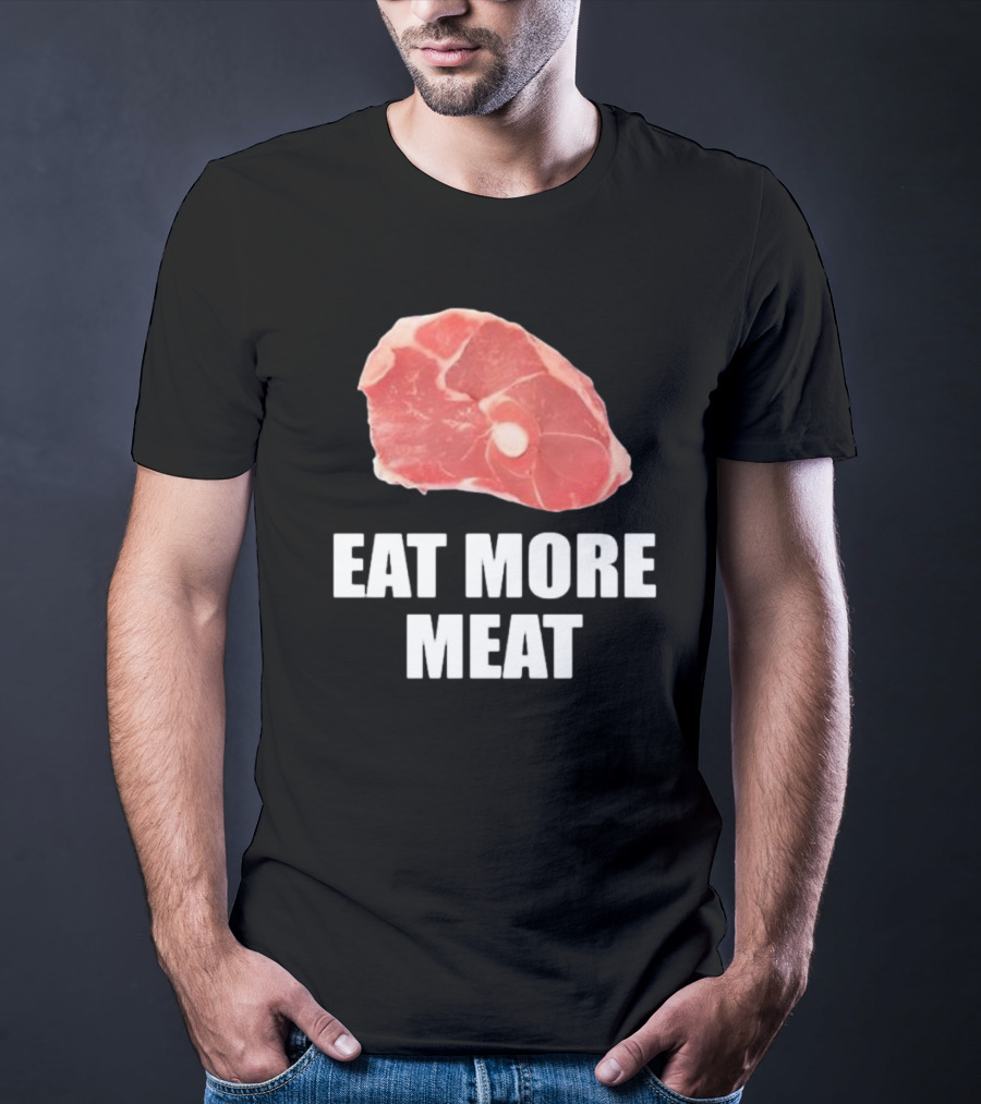 Oscar De La Hoya Wearing Eat More Meat Steak Slice T-Shirt