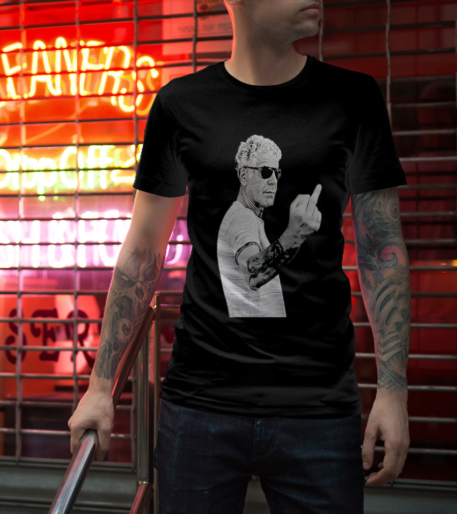 Anthony Bourdain Iconic Middle Finger Gesture T-Shirt