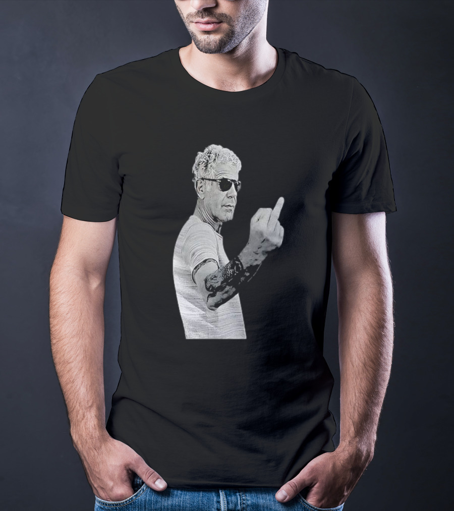 Anthony Bourdain Iconic Middle Finger Gesture T-Shirt