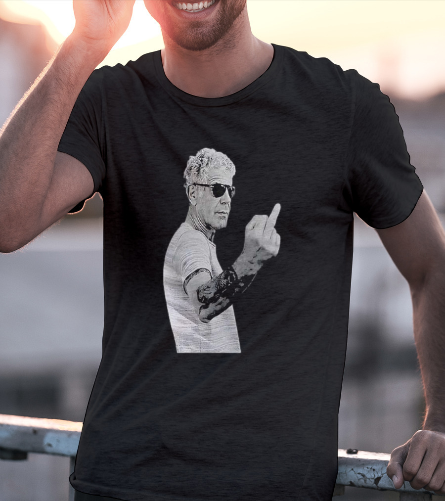 Anthony Bourdain Iconic Middle Finger Gesture T-Shirt
