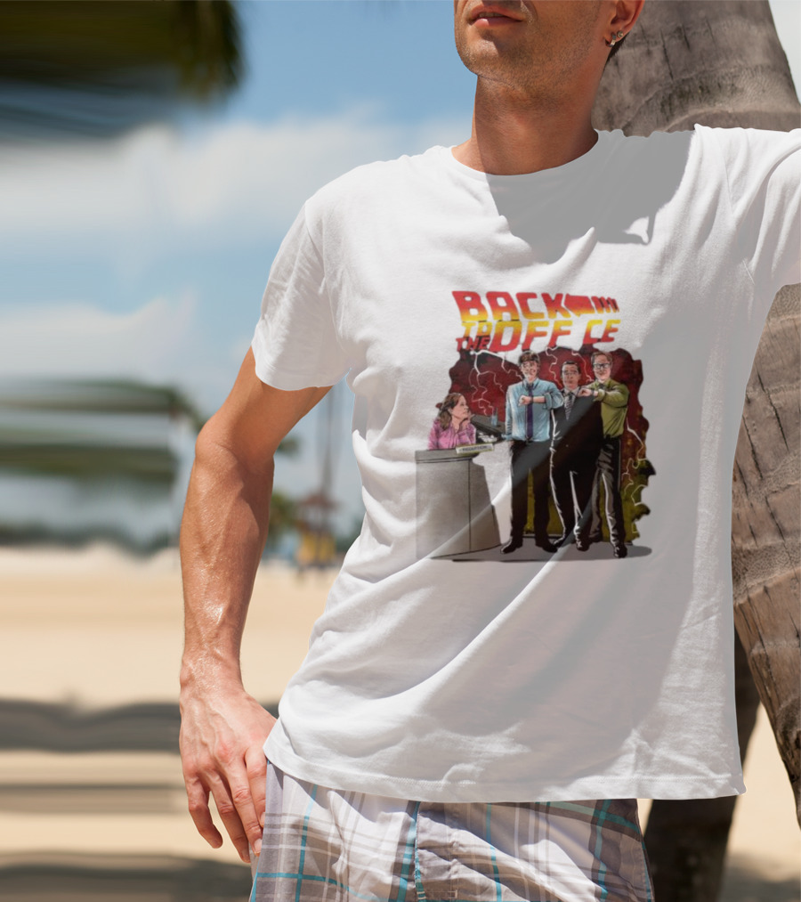 Back To The Office Men At Reception: Humorous Nostalgia With Lightning Burst T-Shirt