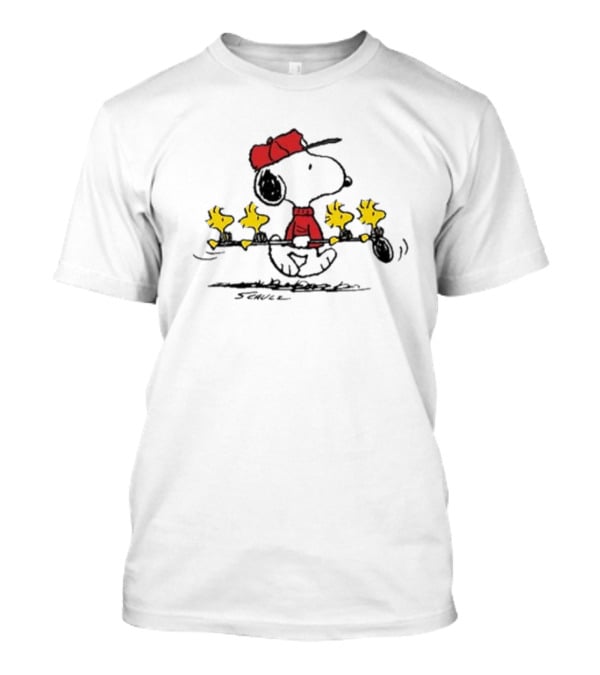 Snoopy Fishing With Woodstock Crew Summer Peanuts T-Shirt
