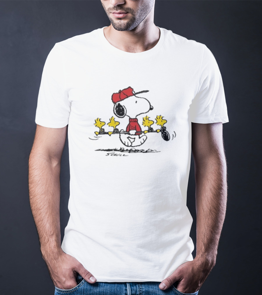 Snoopy Fishing With Woodstock Crew Summer Peanuts T-Shirt