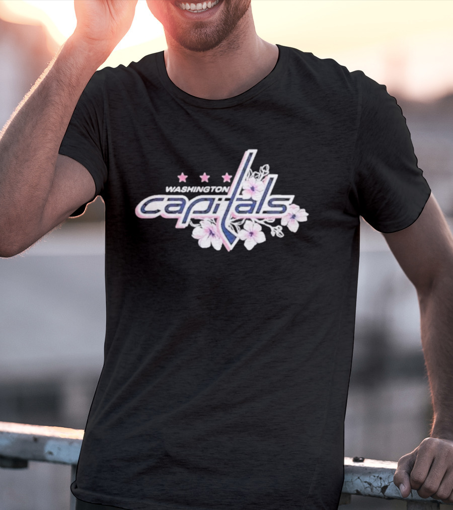 Washington Capitals Cherry Blossom Logo With Flowers And Stars T-Shirt