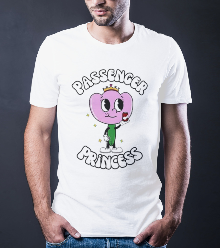 Passenger Princess Doublecrossco Cartoon Character With Crown And Drink T-Shirt