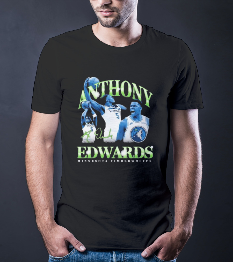 Anthony Edwards Wolves Minnesota Timberwolves 90s Retro T-Shirt