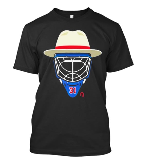 Broadway Goalie Mask Fedora Blue Number 31 T-Shirt