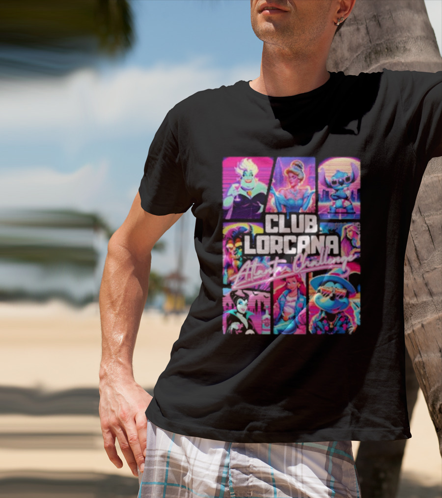 Club Lorcana Atlanta Challenge Ursula Cinderella Stitch 80s Neon T-Shirt