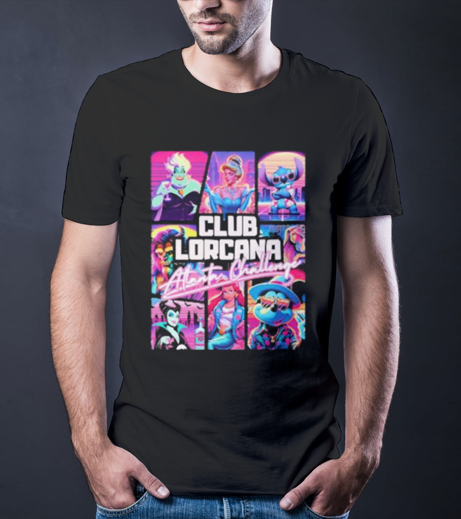 Club Lorcana Atlanta Challenge Ursula Cinderella Stitch 80s Neon T-Shirt