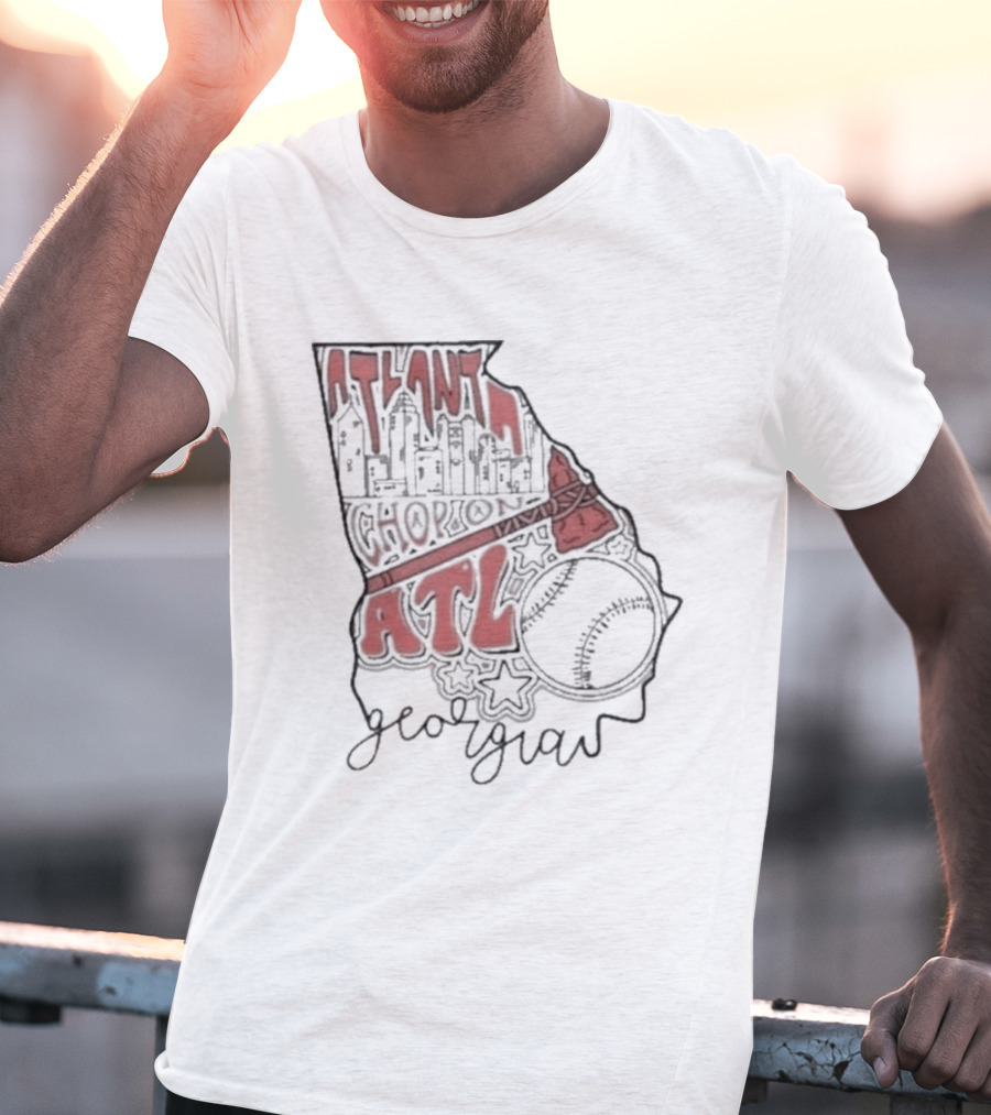Atlanta Chop On ATL Georgia Baseball Map T-Shirt