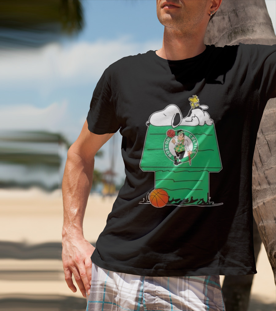Peanuts Snoopy Woodstock Boston Celtics Basketball House T-Shirt