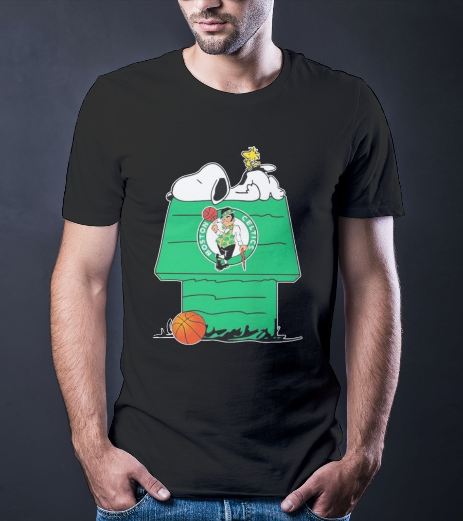 Peanuts Snoopy Woodstock Boston Celtics Basketball House T-Shirt