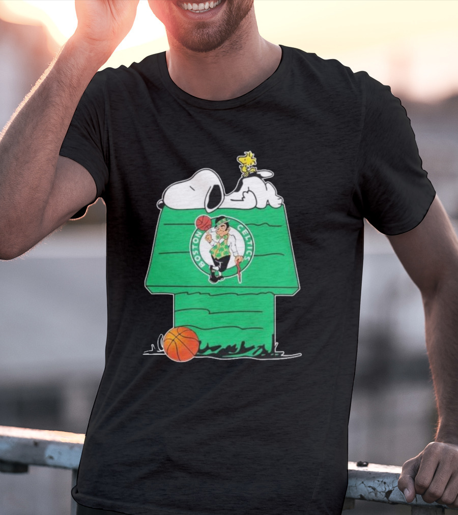 Peanuts Snoopy Woodstock Boston Celtics Basketball House T-Shirt