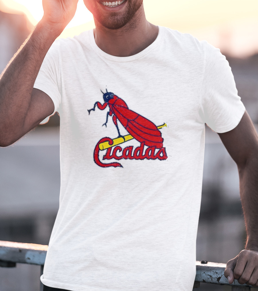 St. Louis Cicadas Red Insect Mascot Baseball Team T-Shirt