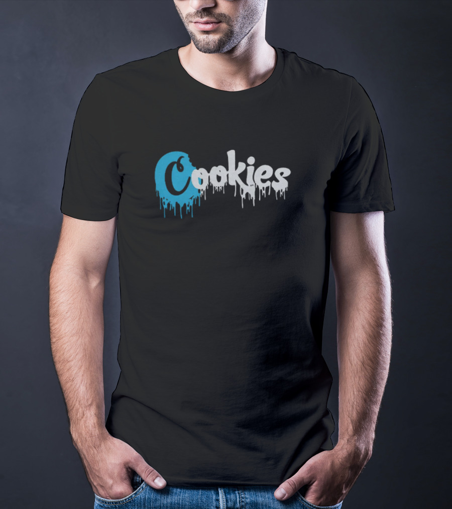 Cookies Dripping Text Blue T-Shirt