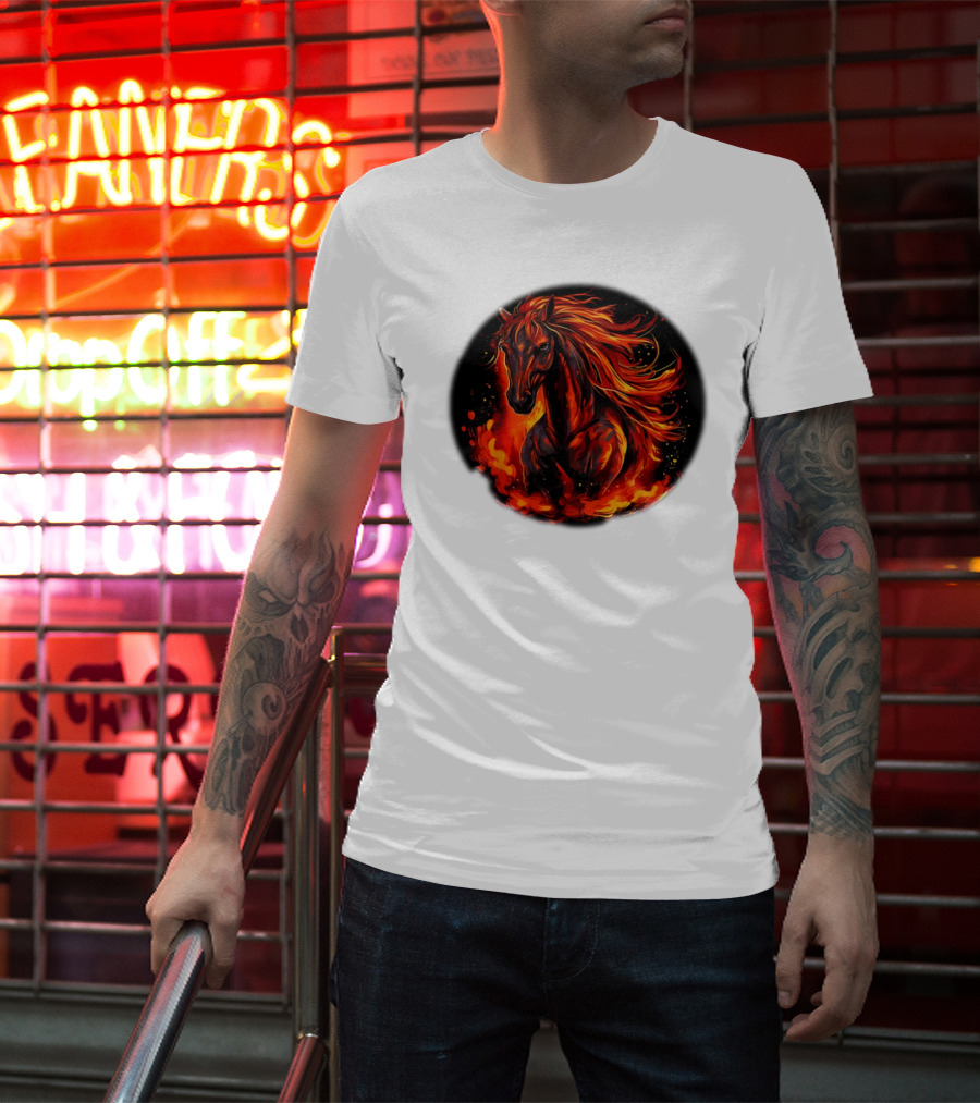 Fiery Horse With Flames For Funny Horse Lovers T-Shirt