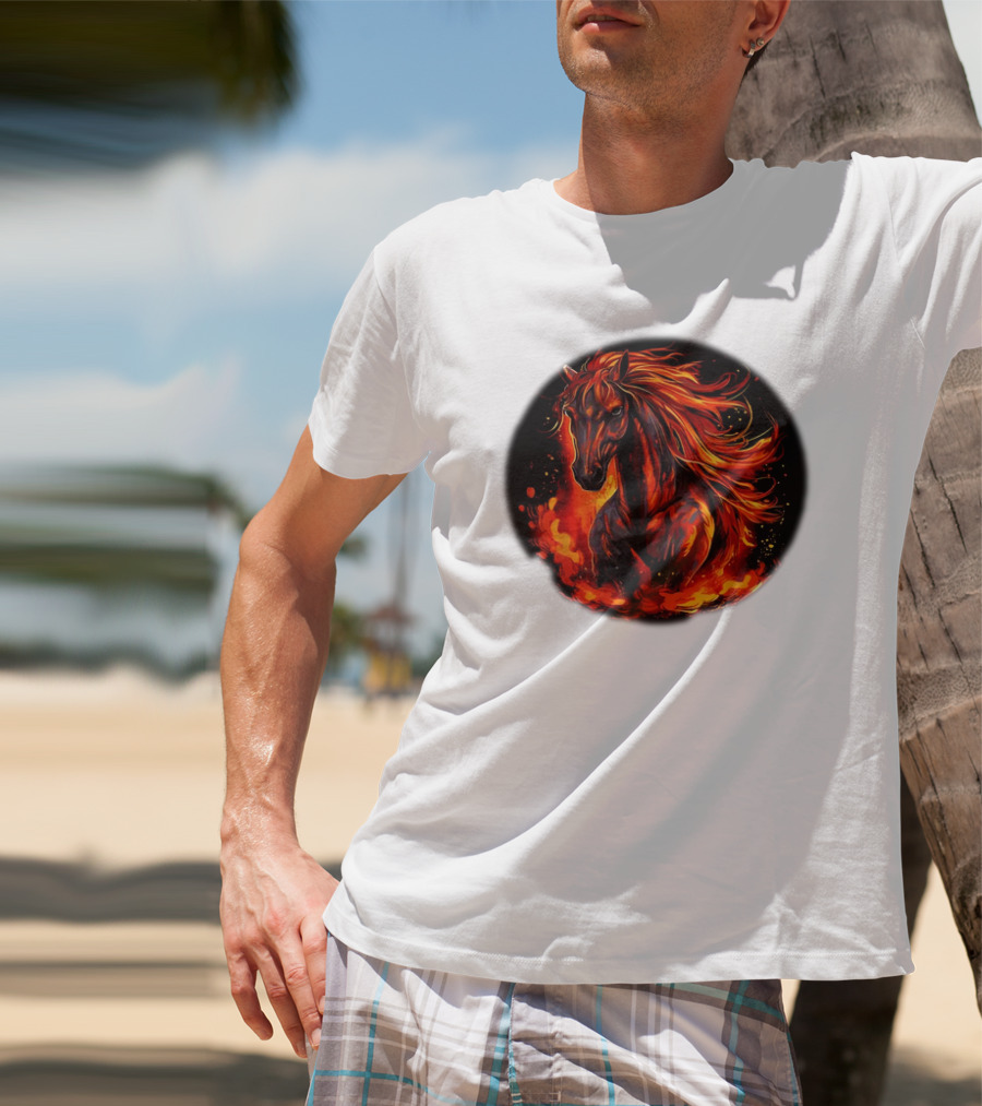 Fiery Horse With Flames For Funny Horse Lovers T-Shirt