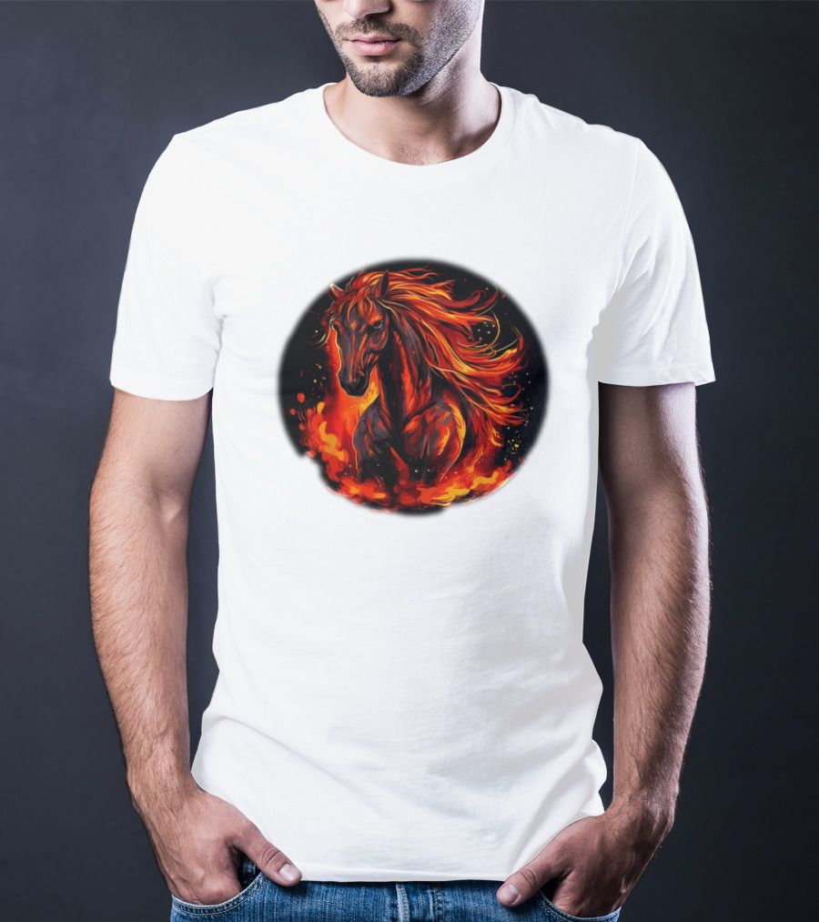 Fiery Horse With Flames For Funny Horse Lovers T-Shirt