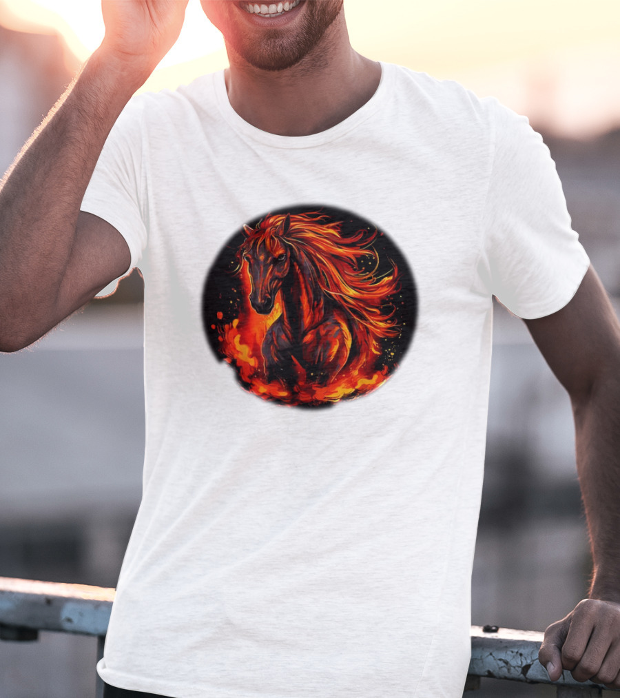 Fiery Horse With Flames For Funny Horse Lovers T-Shirt