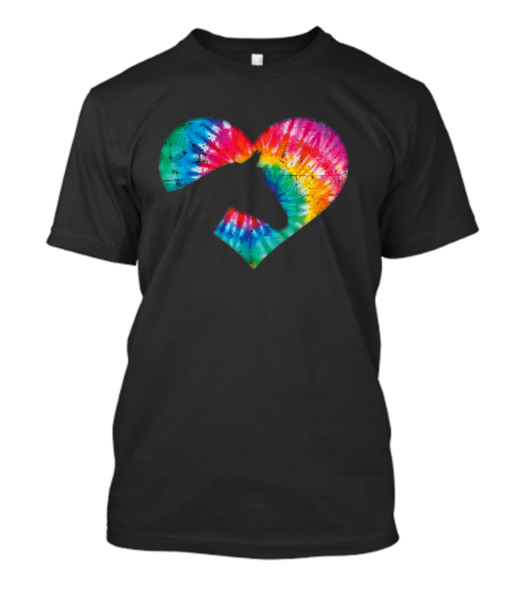 Horse Lover Tie-Dye Rainbow Heart T-Shirt