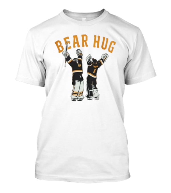 Bear Hug Boston Hockey Linus Ullmark Jeremy Swayman Bruins Goalie Hug Retro T-Shirt