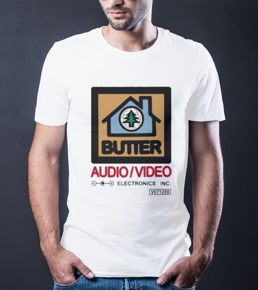 Tommyinnit Wearing Butter Audio Video Electronics Inc. House Symbol With Tree T-Shirt